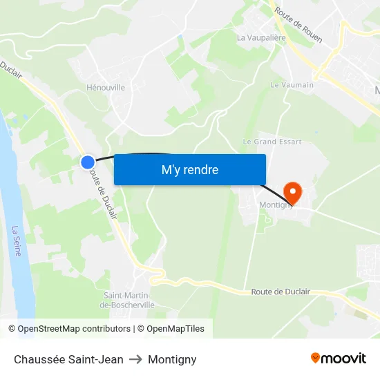 Chaussée Saint-Jean to Montigny map