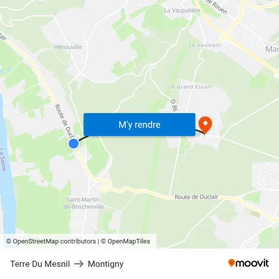 Terre Du Mesnil to Montigny map