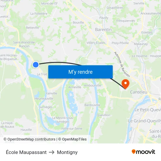 École Maupassant to Montigny map