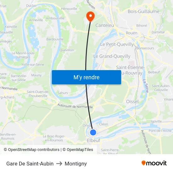 Gare De Saint-Aubin to Montigny map