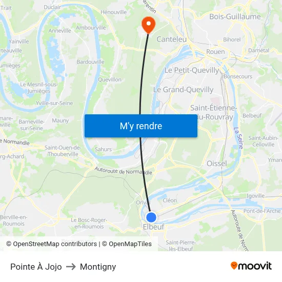 Pointe À Jojo to Montigny map
