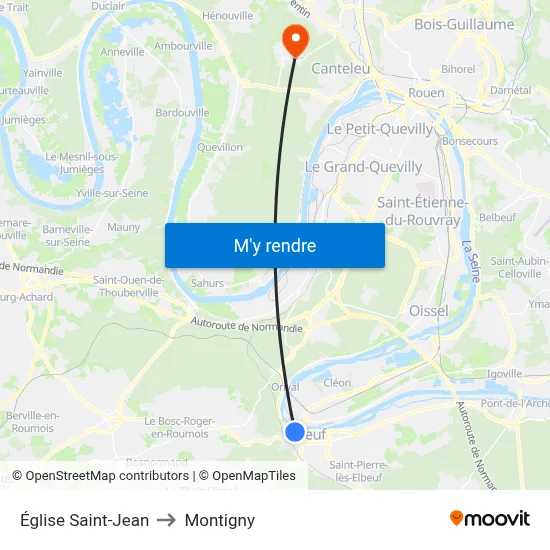 Église Saint-Jean to Montigny map