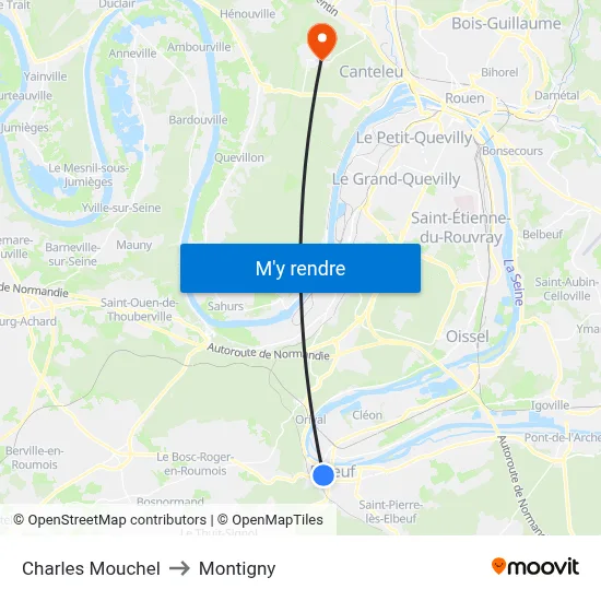 Charles Mouchel to Montigny map
