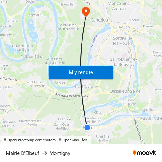 Mairie D'Elbeuf to Montigny map