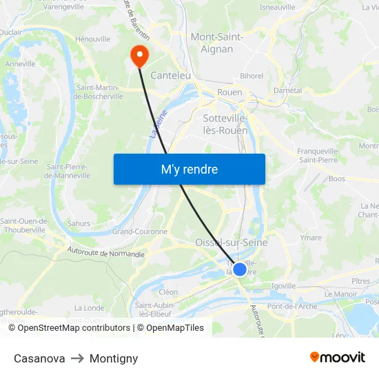 Casanova to Montigny map