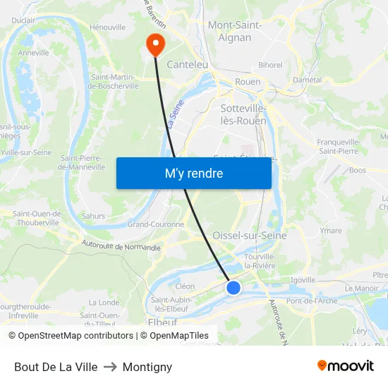 Bout De La Ville to Montigny map