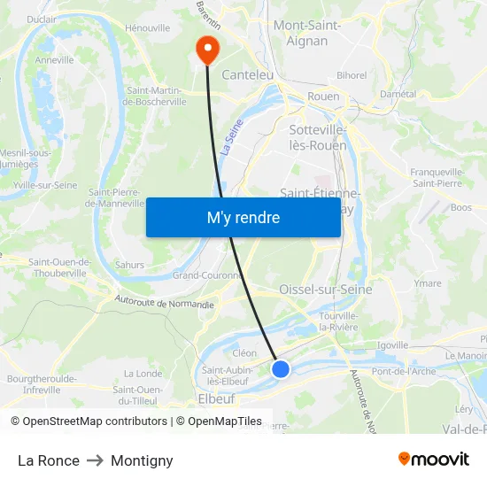 La Ronce to Montigny map