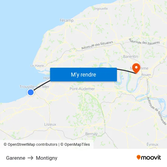 Garenne to Montigny map