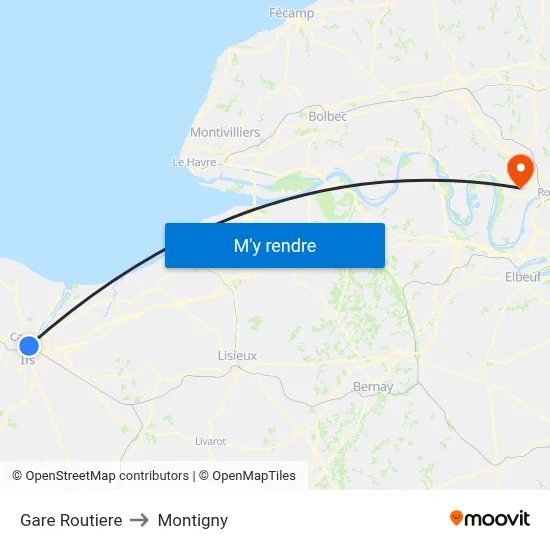 Gare Routiere to Montigny map