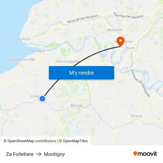 Za Folletiere to Montigny map