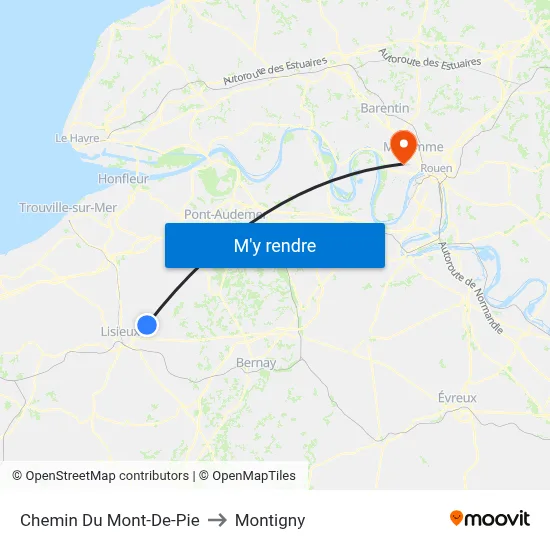 Chemin Du Mont-De-Pie to Montigny map
