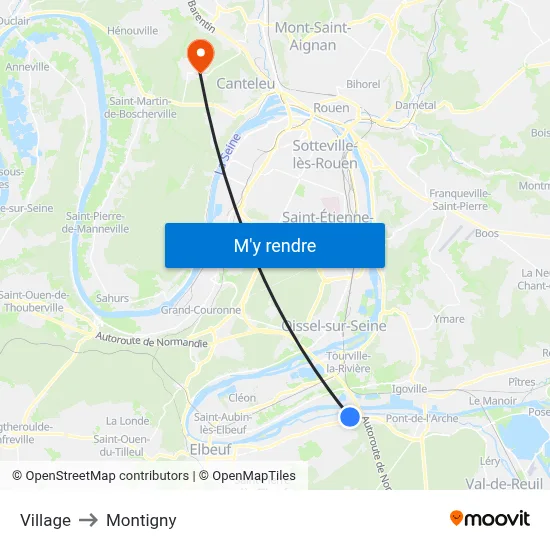 Village to Montigny map