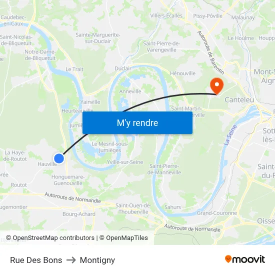 Rue Des Bons to Montigny map