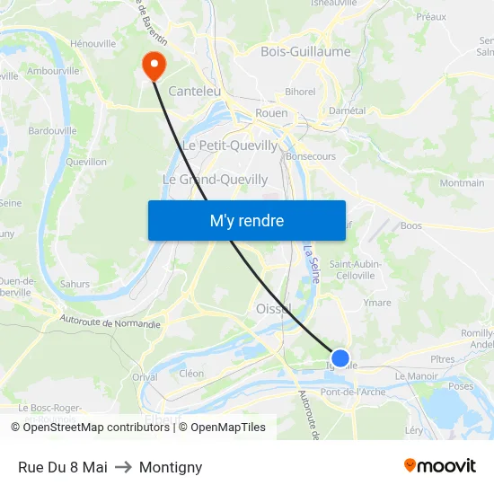 Rue Du 8 Mai to Montigny map