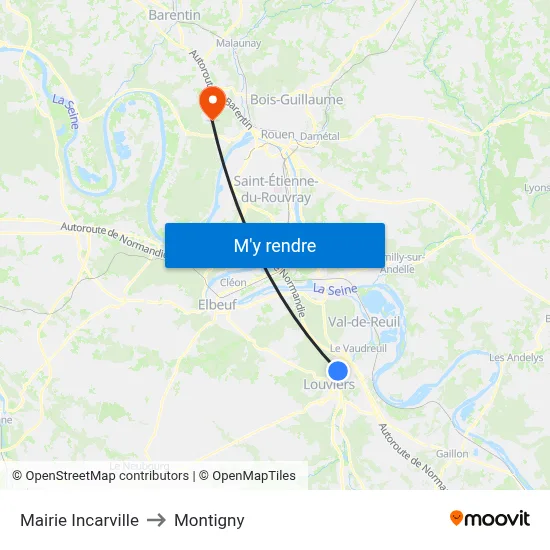 Mairie Incarville to Montigny map