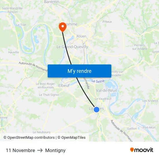 11 Novembre to Montigny map