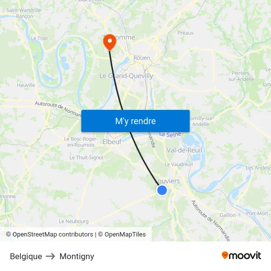 Belgique to Montigny map