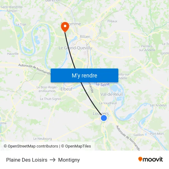 Plaine Des Loisirs to Montigny map