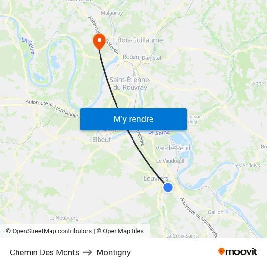 Chemin Des Monts to Montigny map