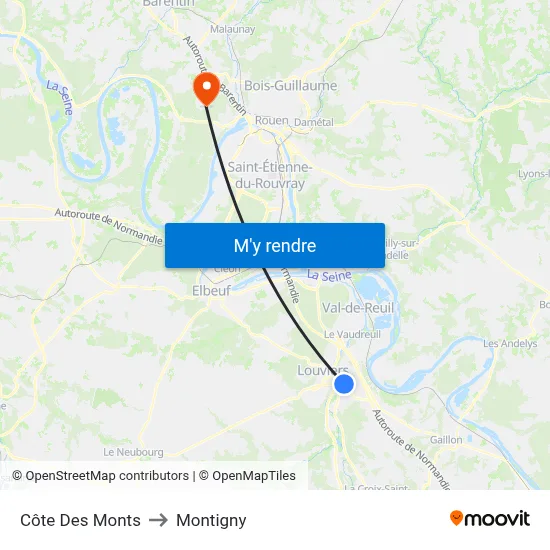 Côte Des Monts to Montigny map