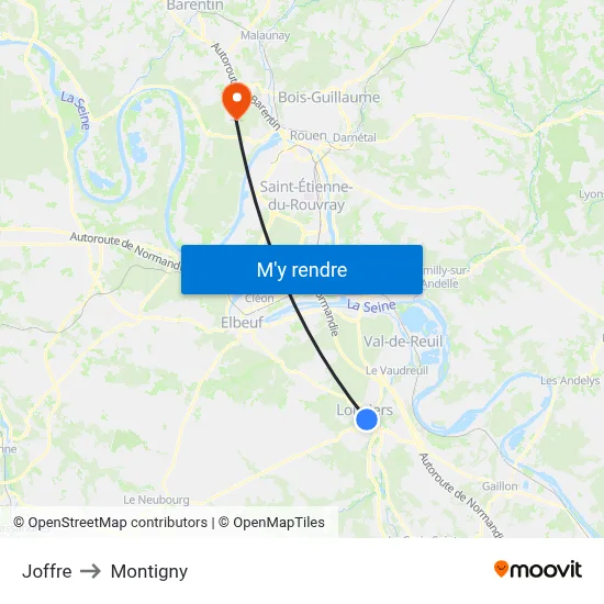 Joffre to Montigny map