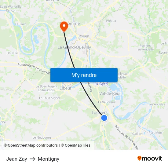 Jean Zay to Montigny map