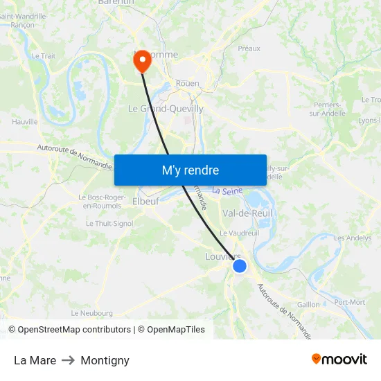 La Mare to Montigny map