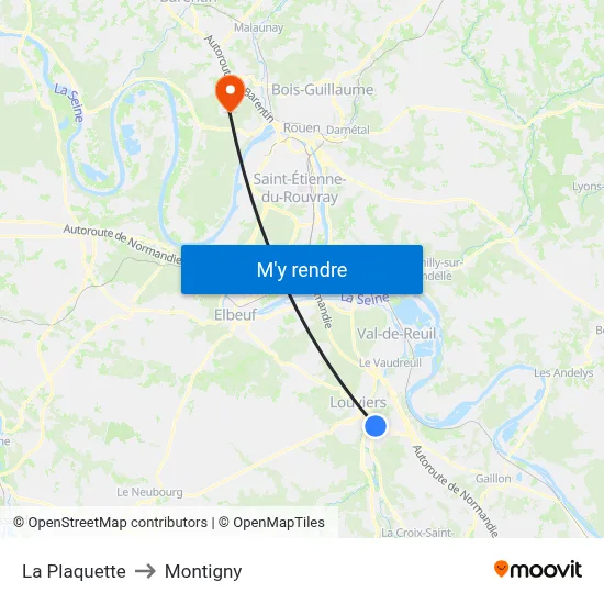 La Plaquette to Montigny map