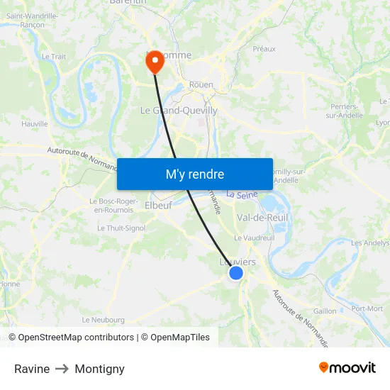 Ravine to Montigny map