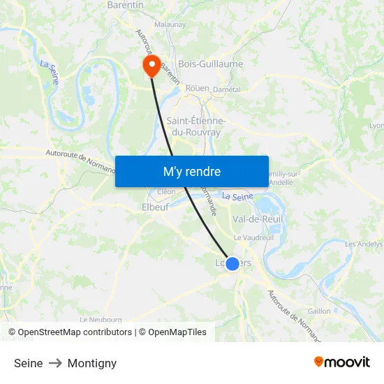 Seine to Montigny map