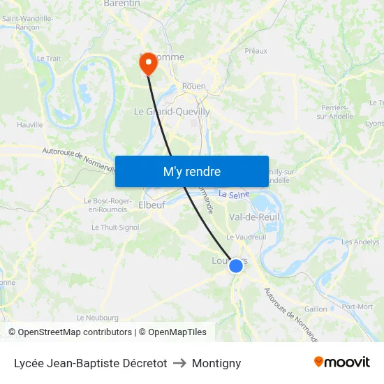 Lycée Jean-Baptiste Décretot to Montigny map