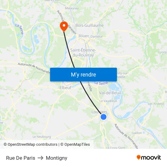 Rue De Paris to Montigny map