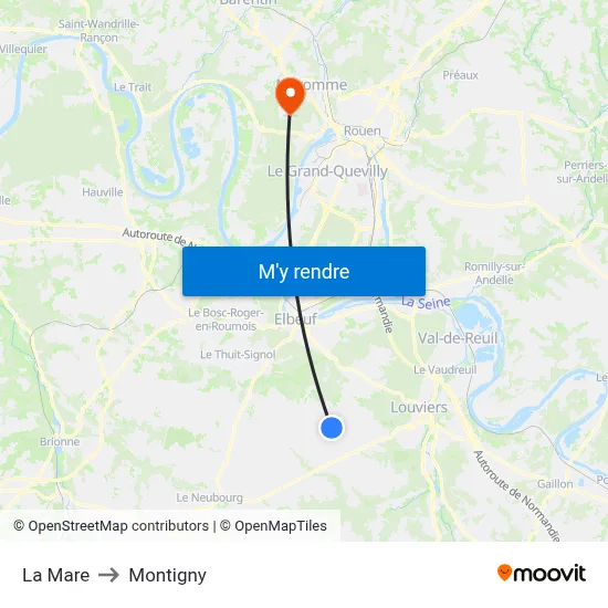 La Mare to Montigny map