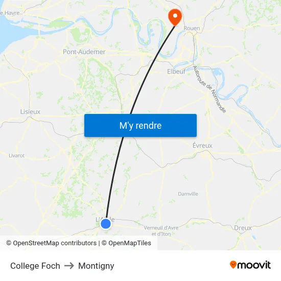 College Foch to Montigny map