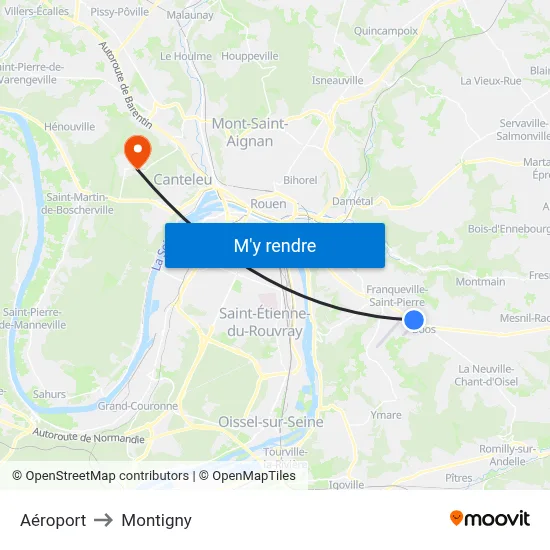 Aéroport to Montigny map