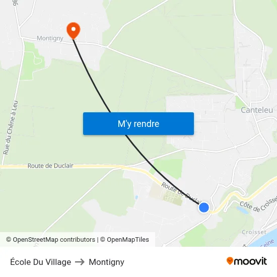 École Du Village to Montigny map