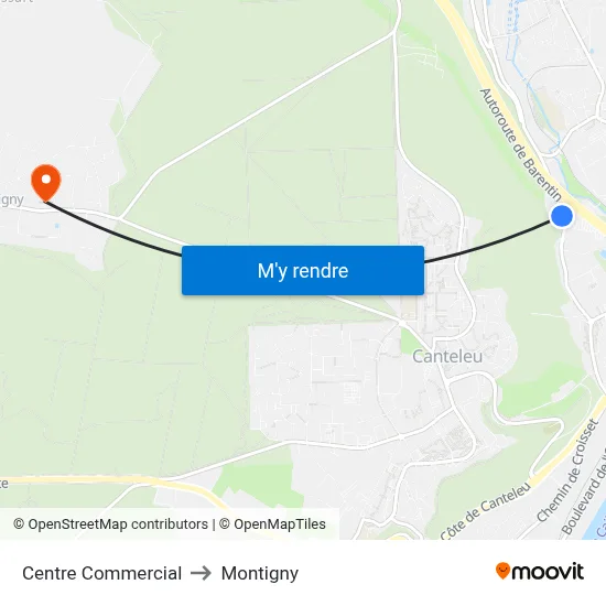 Centre Commercial to Montigny map