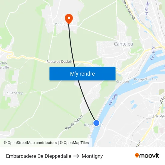 Embarcadere De Dieppedalle to Montigny map