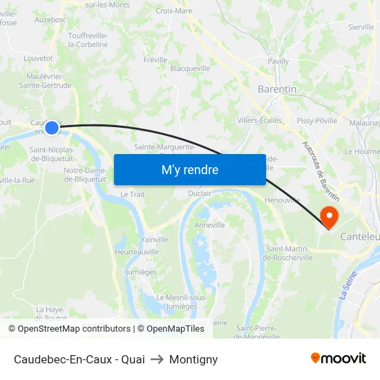 Caudebec-En-Caux - Quai to Montigny map