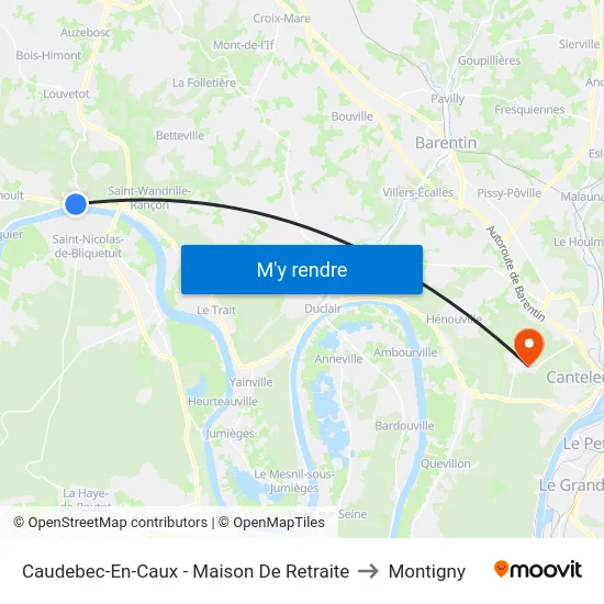 Caudebec-En-Caux - Maison De Retraite to Montigny map