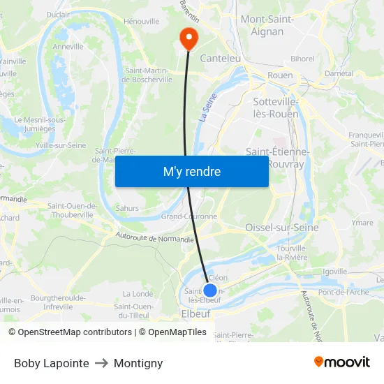 Boby Lapointe to Montigny map