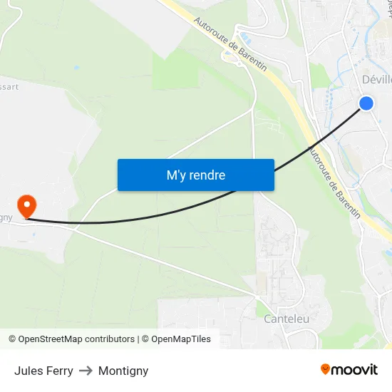 Jules Ferry to Montigny map