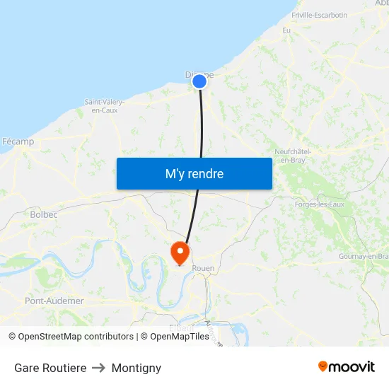 Gare Routiere to Montigny map