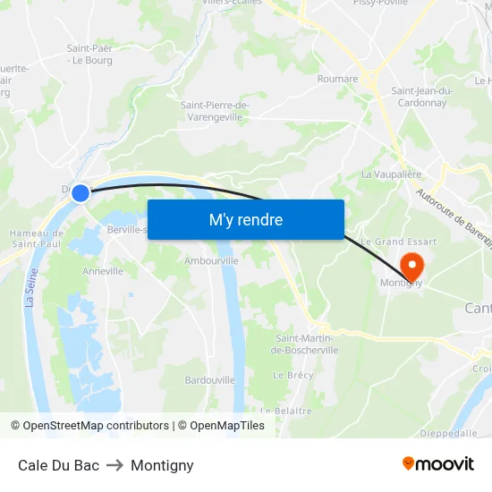 Cale Du Bac to Montigny map