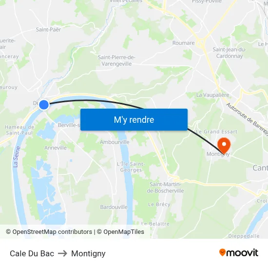 Cale Du Bac to Montigny map