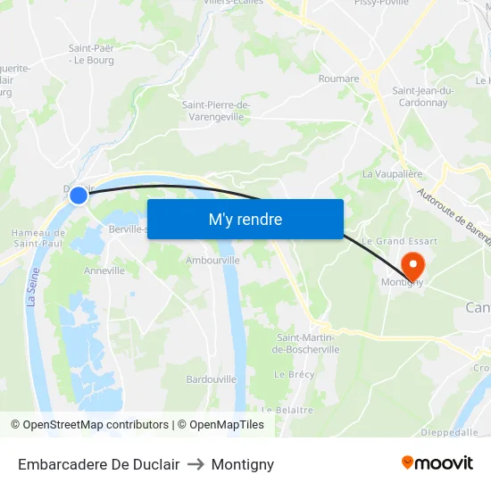 Embarcadere De Duclair to Montigny map