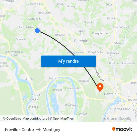 Fréville - Centre to Montigny map