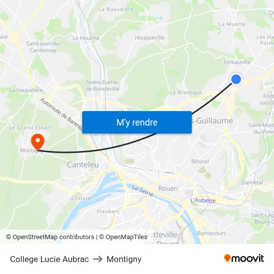 College Lucie Aubrac to Montigny map