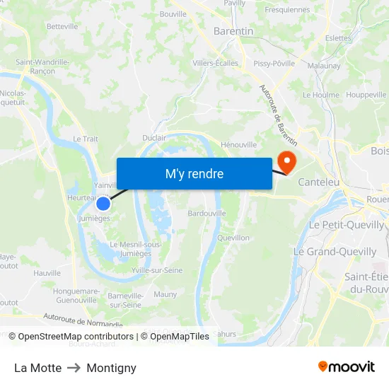 La Motte to Montigny map