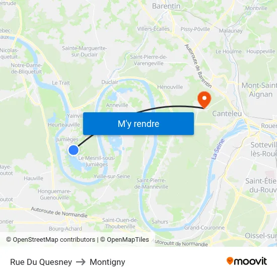 Rue Du Quesney to Montigny map